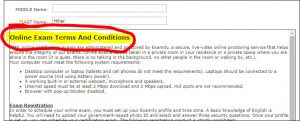 Updated Terms & Conditions doc is very different for online exams v. paper exams